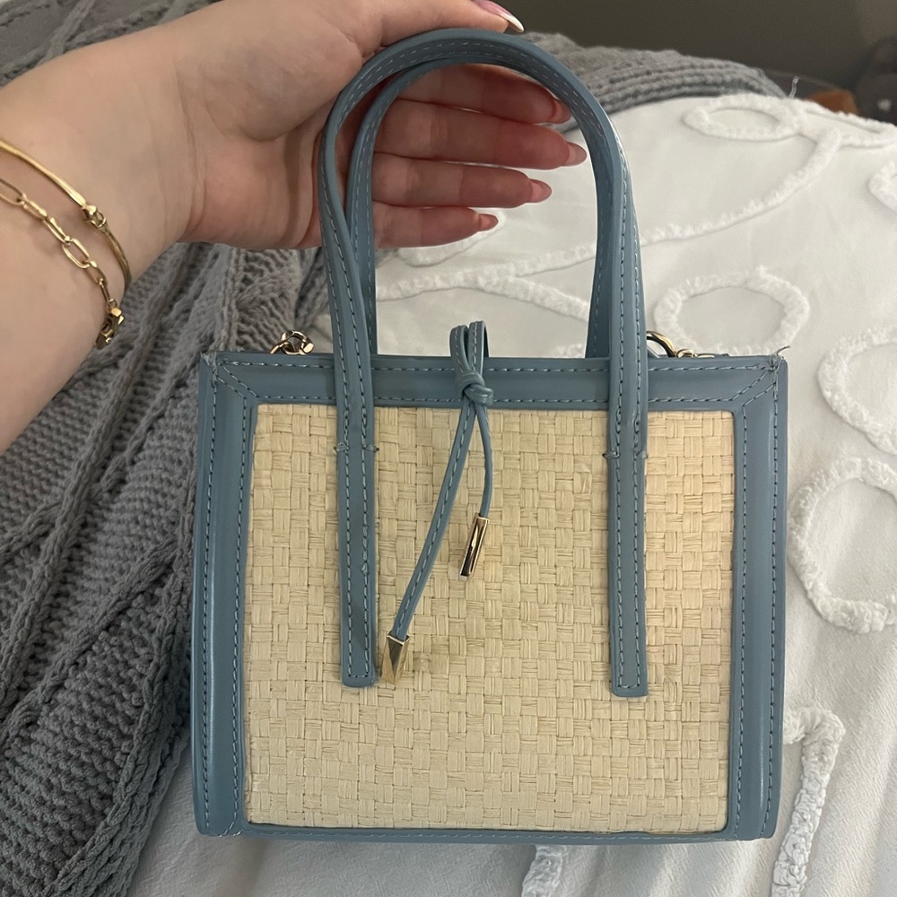 Elegant Blue and Cream Women's Handbag